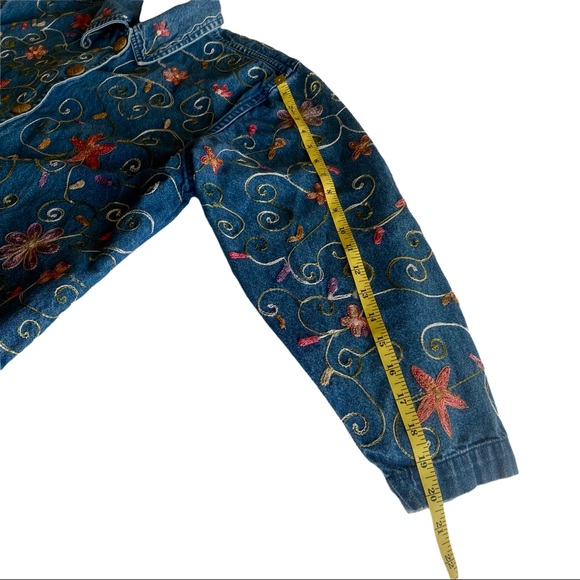 Vintage Units Embroidered Floral Denim Jean Shirt Jacket L - Picture 7 of 7